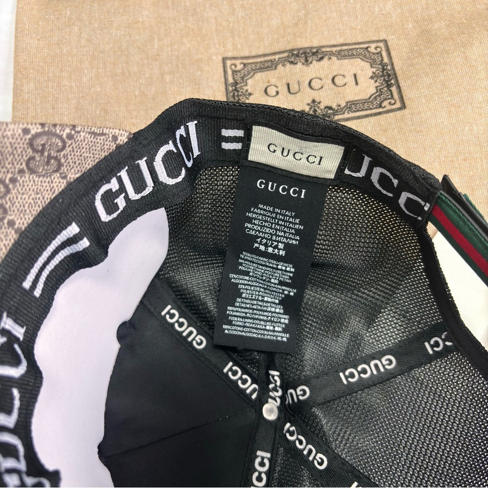 Gucci Beige Tiger Web Baseball Cap Mesh Gg Supreme Classic - Picture 4 of 6